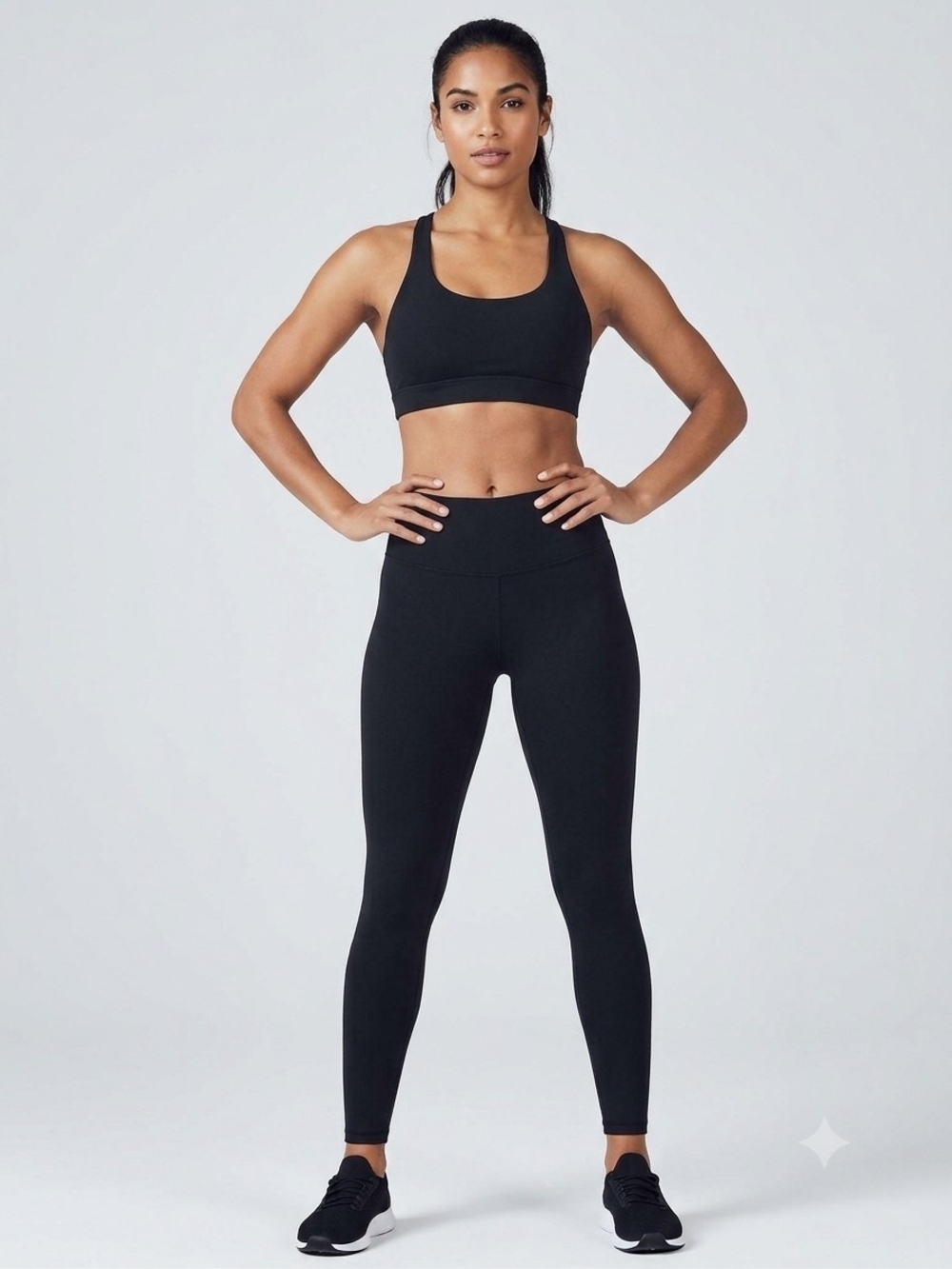 Fabletics High Waisted Full Length Black Leggings, Approx Size M